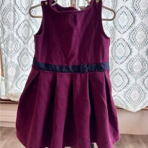 Janie and Jack Burgundy Velvet Dress with Navy Waist Bow